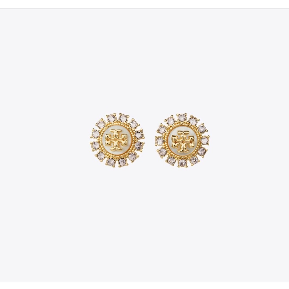Tory Burch Moondance Crystal Stud Earrings / NWT Dustbag Included/$150 In Stores